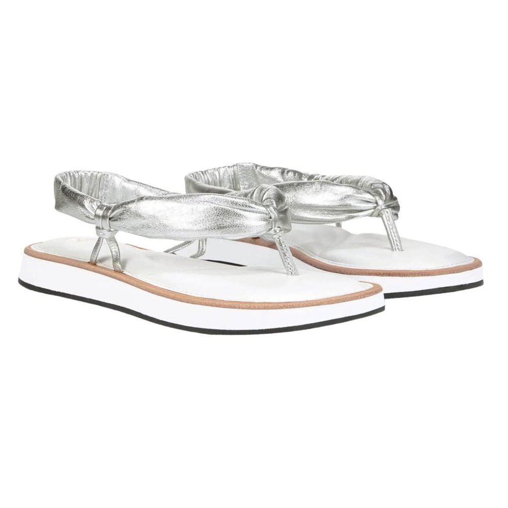 27 EDIT Naturalizer Gwenna Slingback Leather Sandal color Silver Size 7M NEW